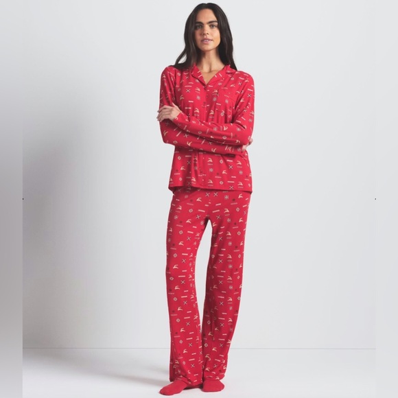NWT - SKIMS holiday cranberry vintage button up set - Picture 6 of 6